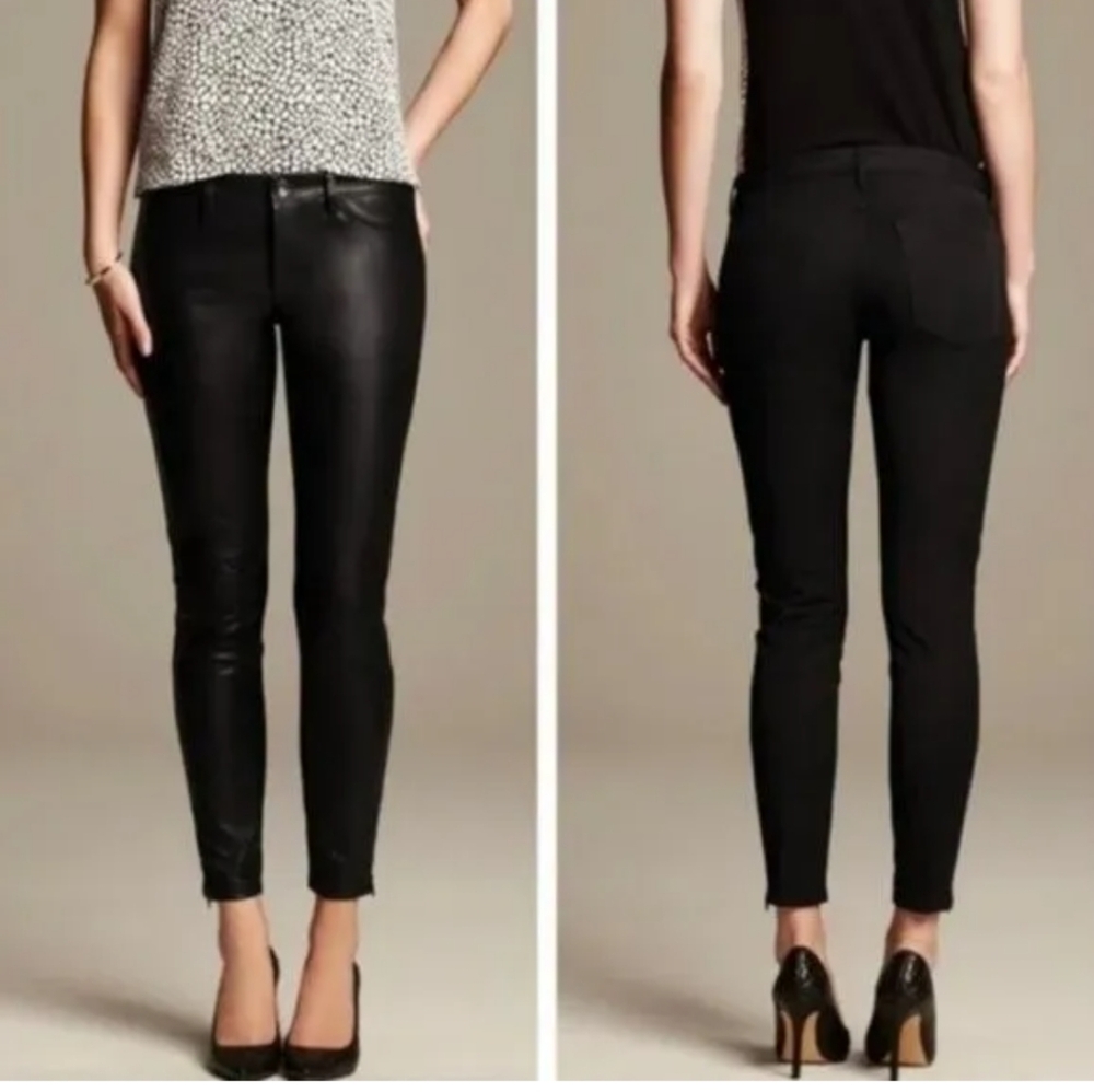 Banana Republic Sloan Faux Leather front black pants.SZ.6 NWT